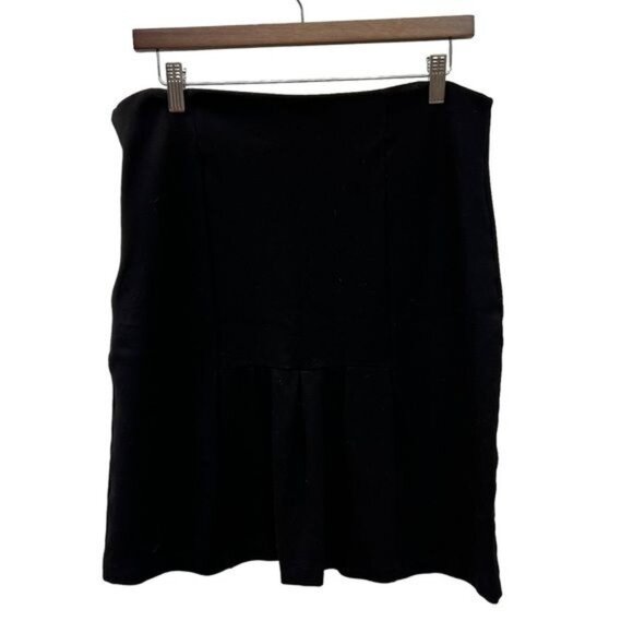 NY Collection Black Knit Pencil Skirt with Ruffle Detail - Picture 1 of 8